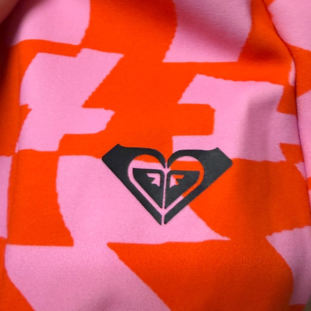 NWT‎ Roxy Women Reversible One Piece Swimsuit Orange Pink Black Checkerboard Sm - Picture 9 of 10